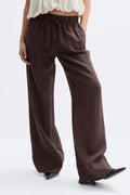 Wide drawstring trousers - Marron foncé