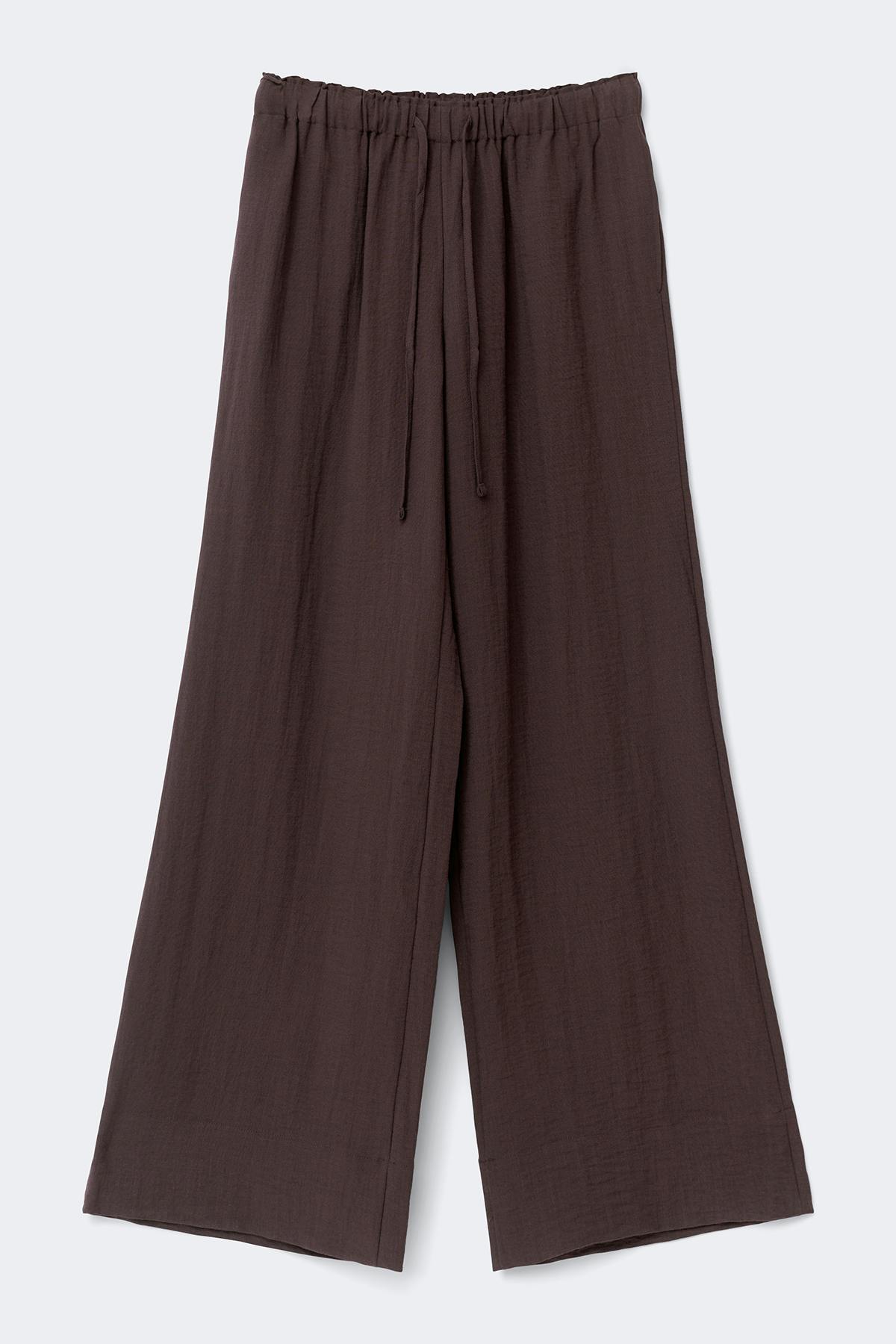 Wide drawstring trousers - Marron foncé