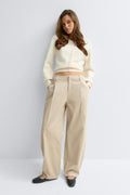 Cotton barrel trousers - Khaki green