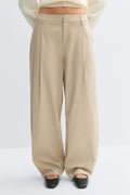 Cotton barrel trousers - Khaki beige