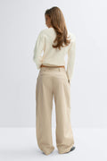 Cotton barrel trousers - Khaki beige