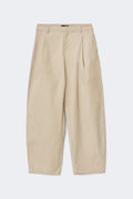 Cotton barrel trousers - Khaki beige