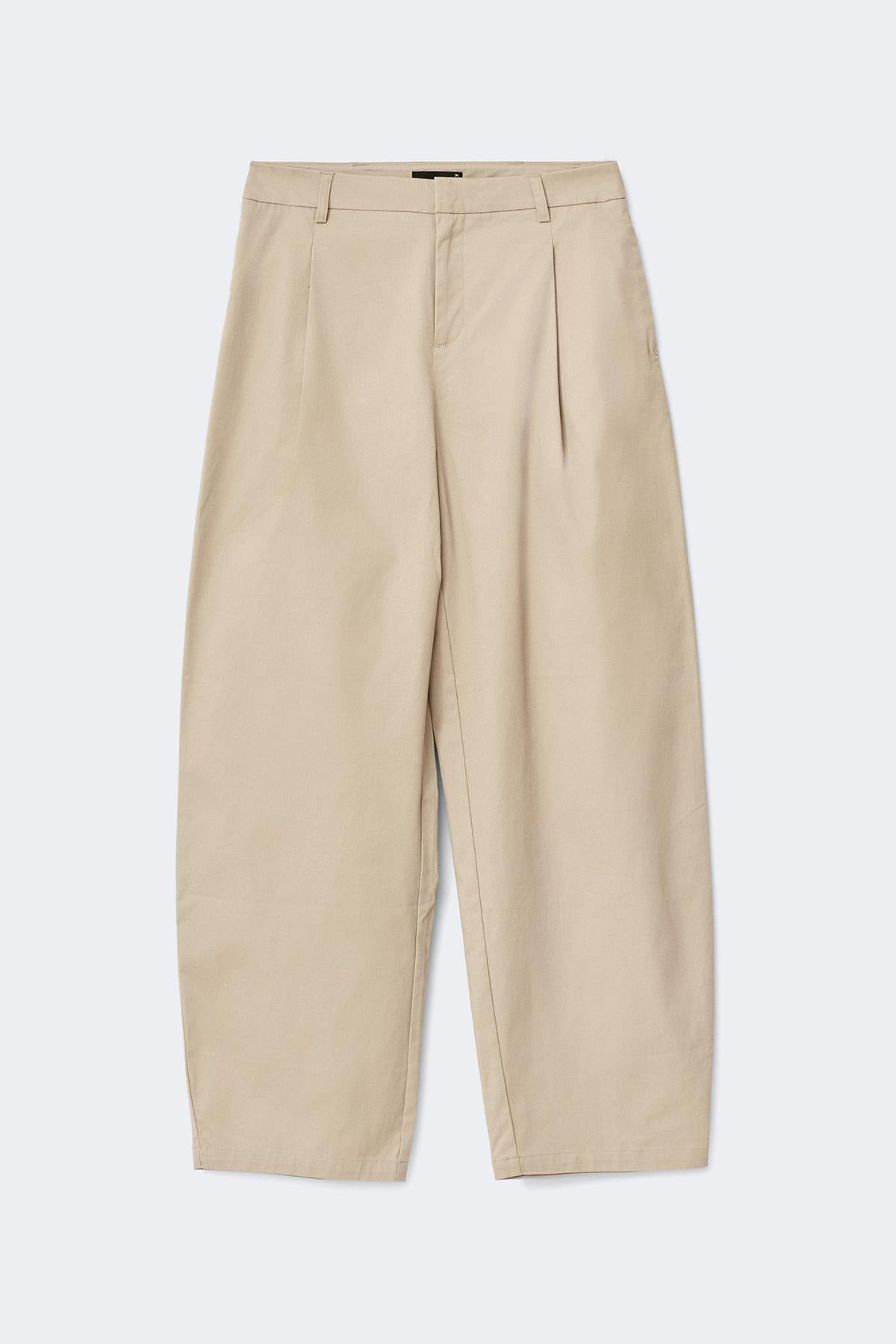 Cotton barrel trousers - Khaki beige