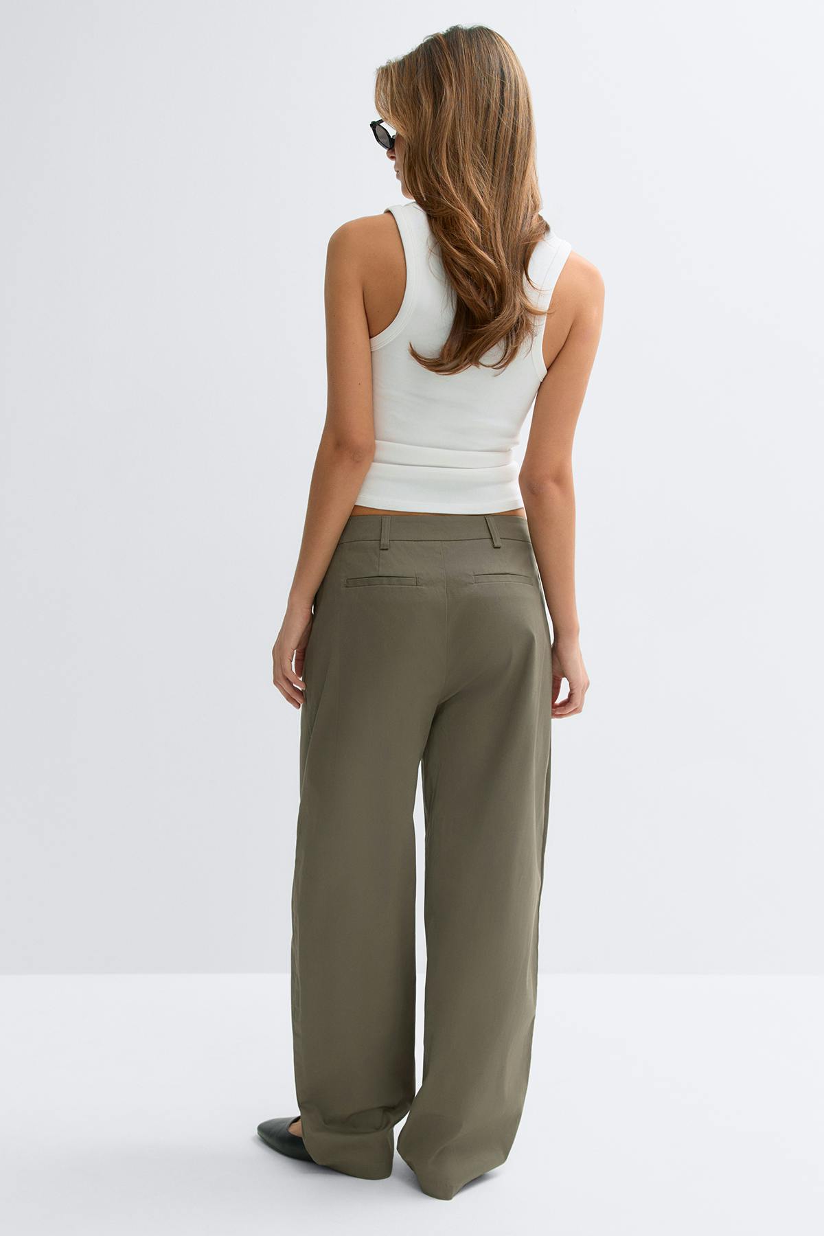Cotton barrel trousers - Khaki green