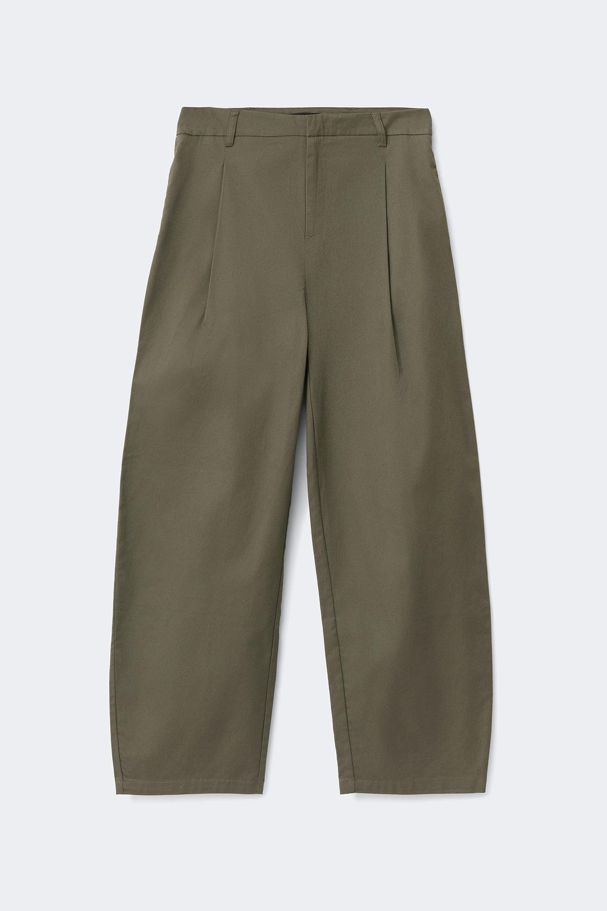 Cotton barrel trousers - Khaki green