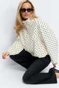 High neck dot jacket - Creme/dot