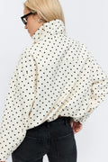 High neck dot jacket - Creme/dot