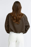 High neck dot jacket - White dot/brown