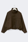 High neck dot jacket - White dot/brown