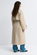 High neck cotton trench coat - Khaki beige