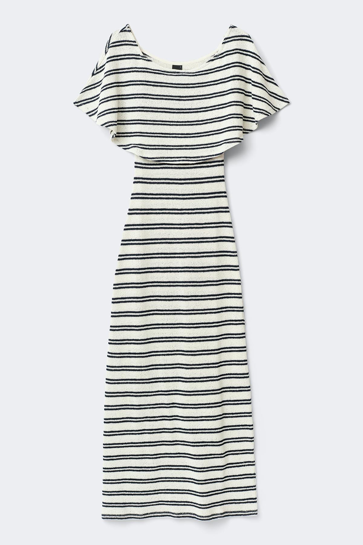 Off shoulder maxi dress - Blue stripe