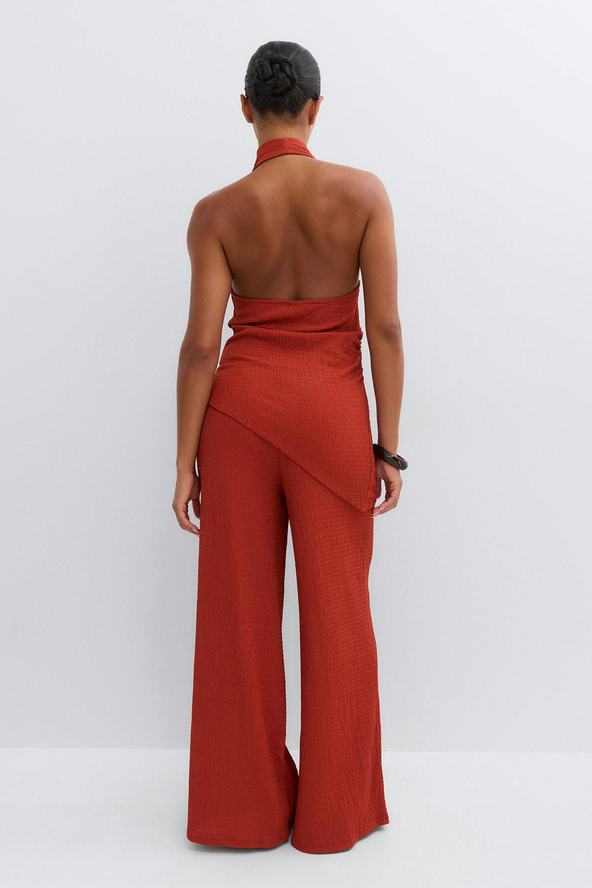 Textured wide trousers - Noir