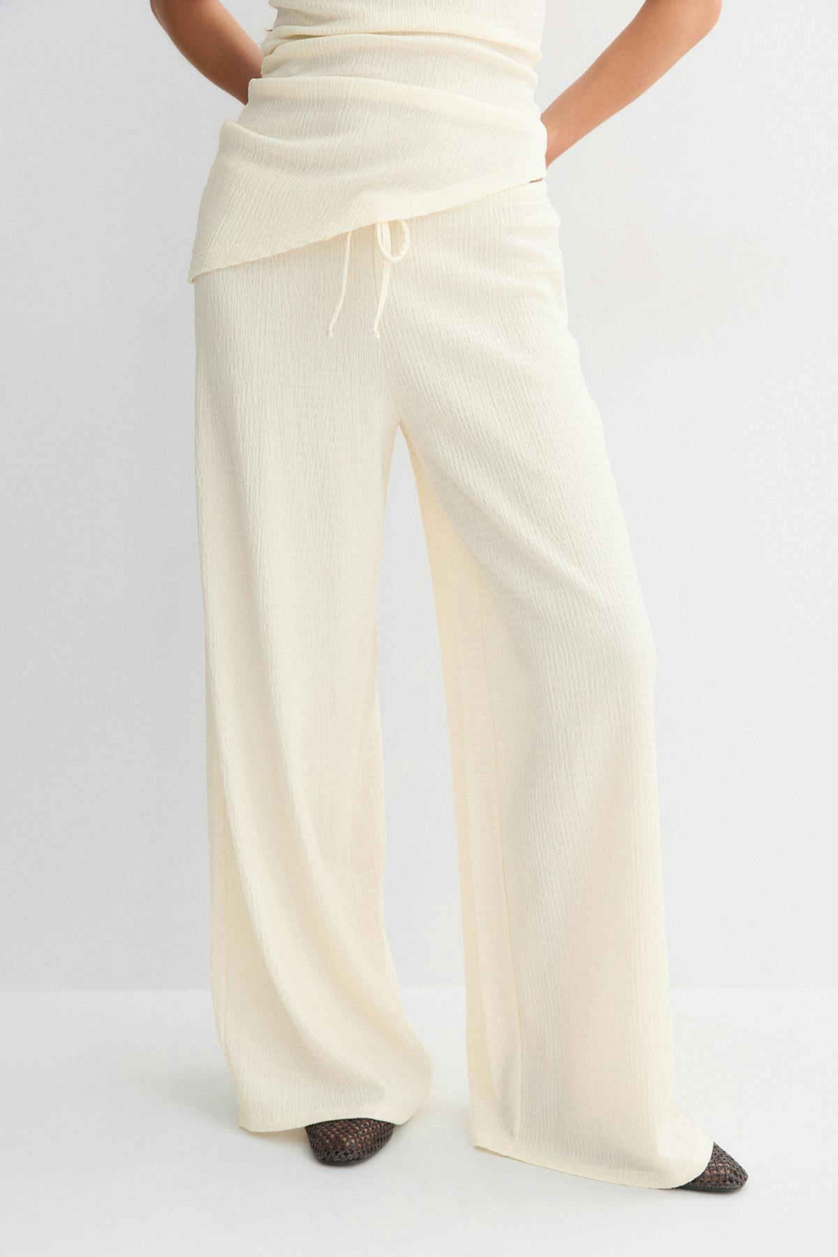 Textured wide trousers - Tofu