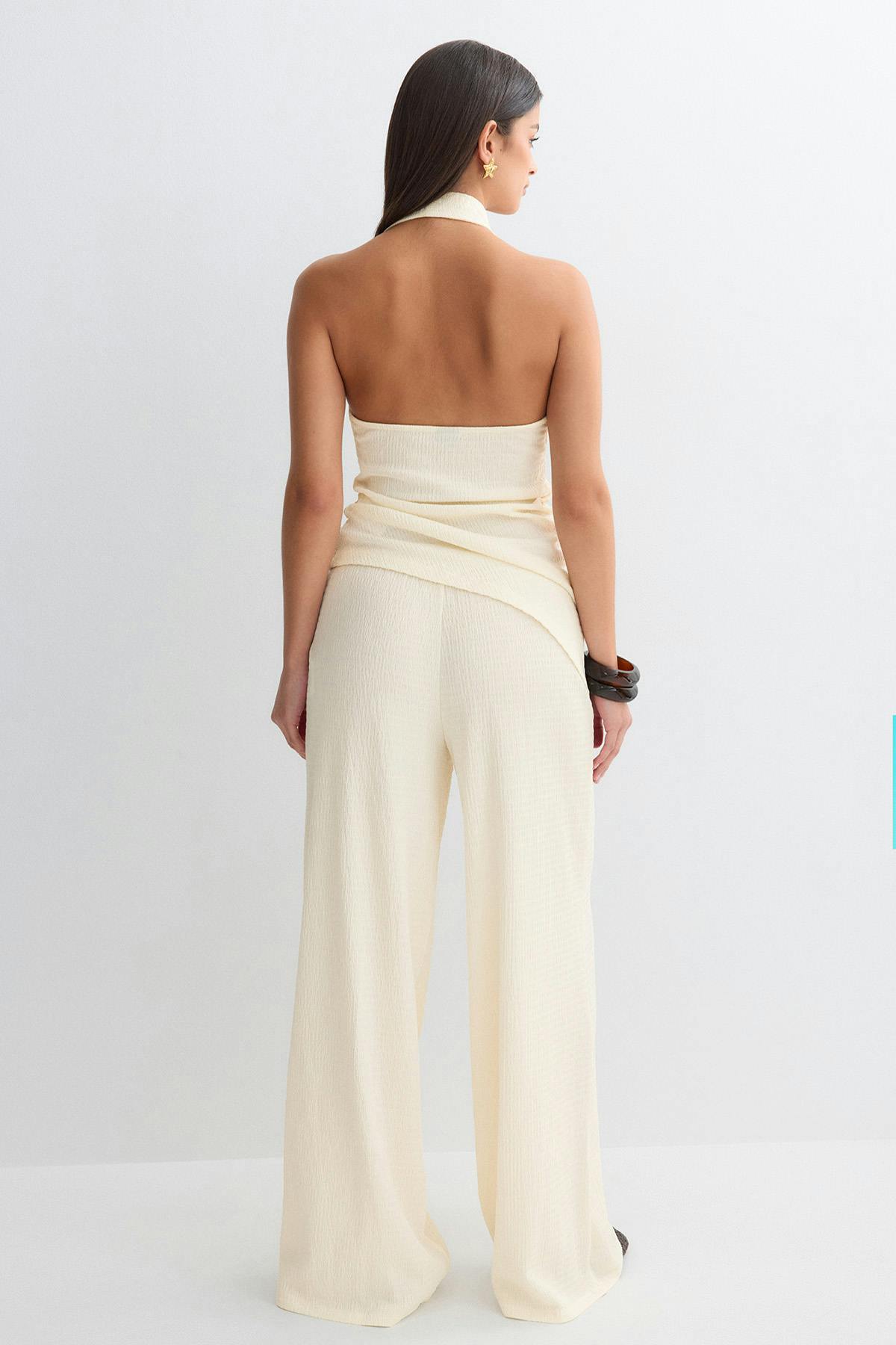 Textured wide trousers - Tofu