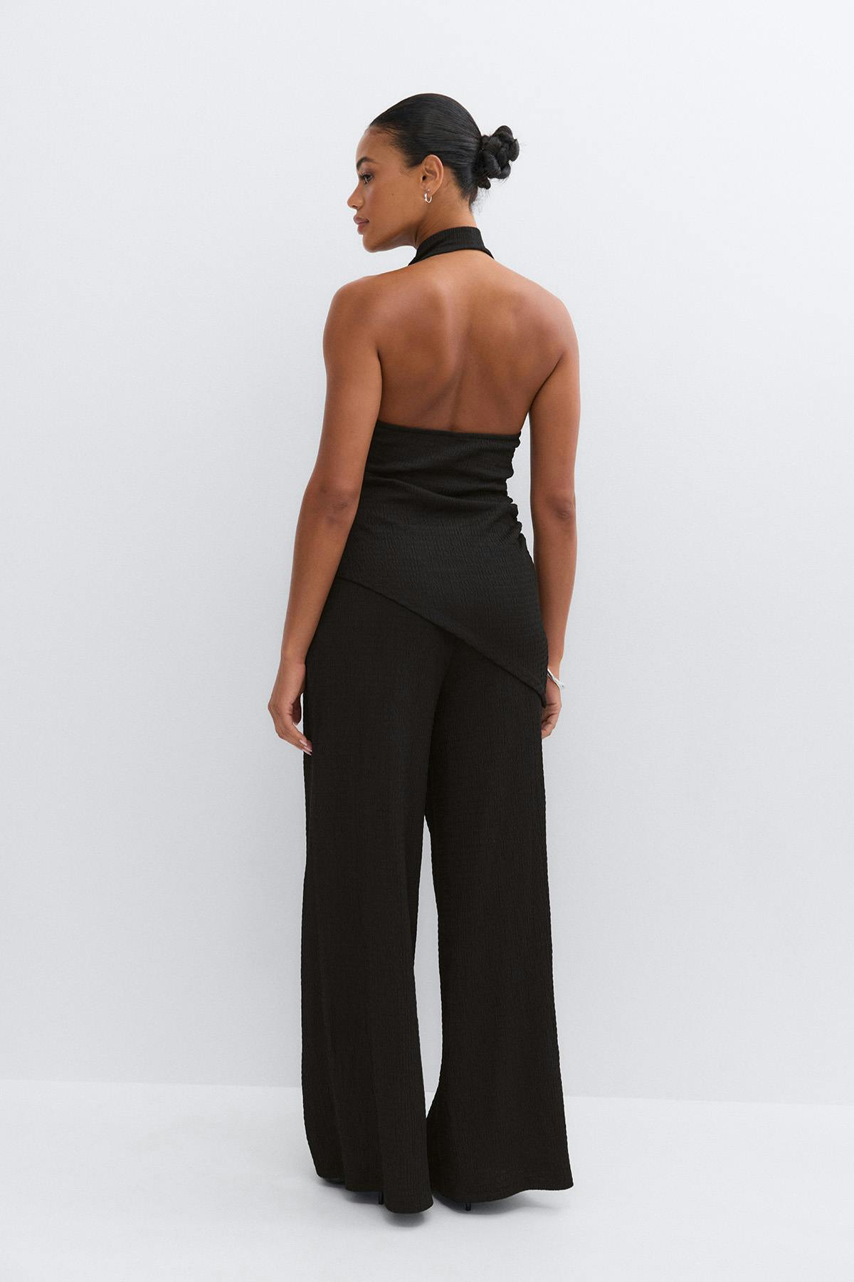 Textured wide trousers - Noir