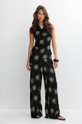 Textured wide trousers - Black/rose