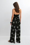 Textured wide trousers - Black/rose