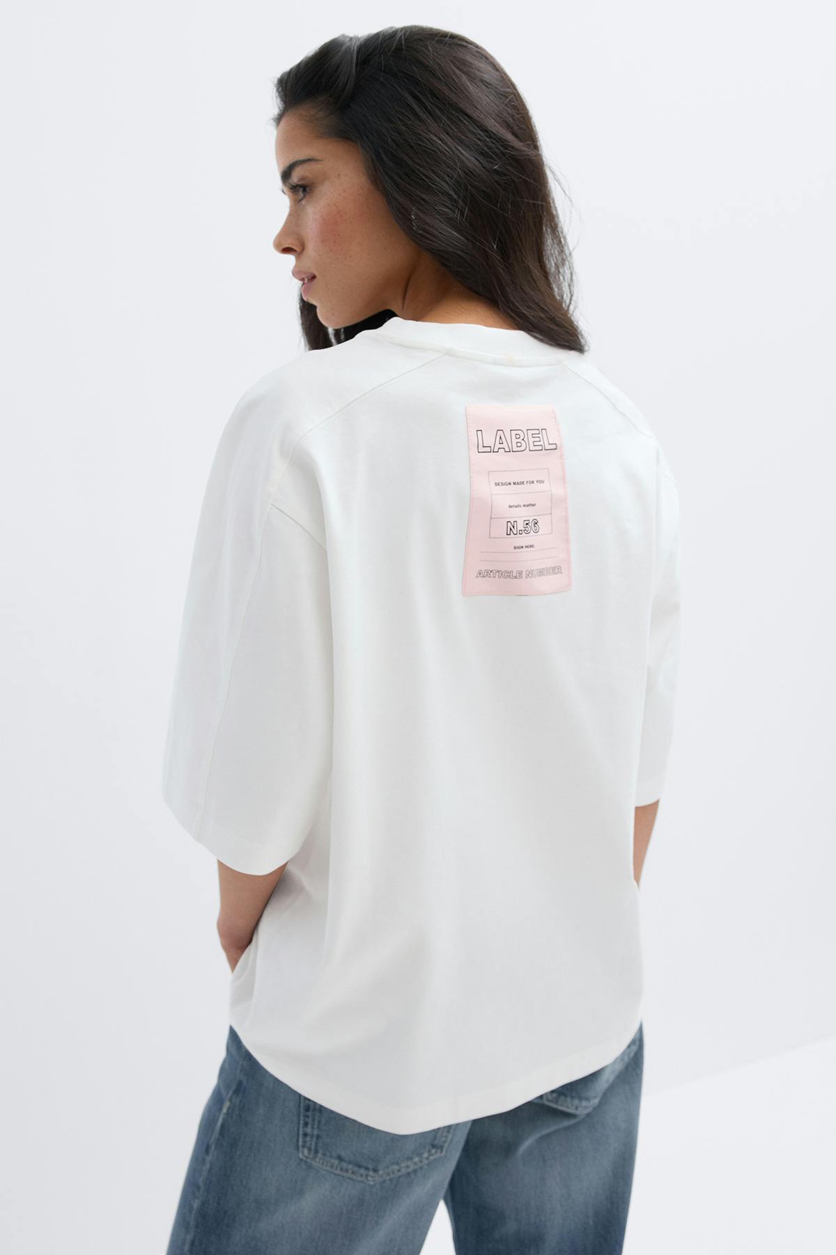 Patch detail tee - Offwhite/lilac