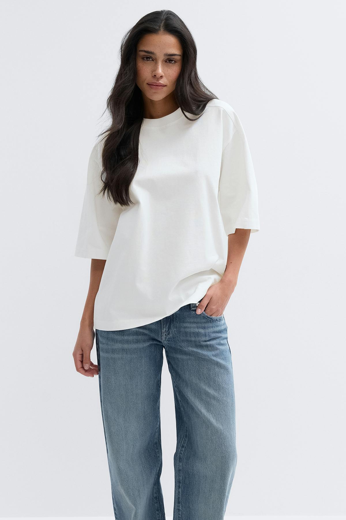 Patch detail tee - Offwhite/lilac