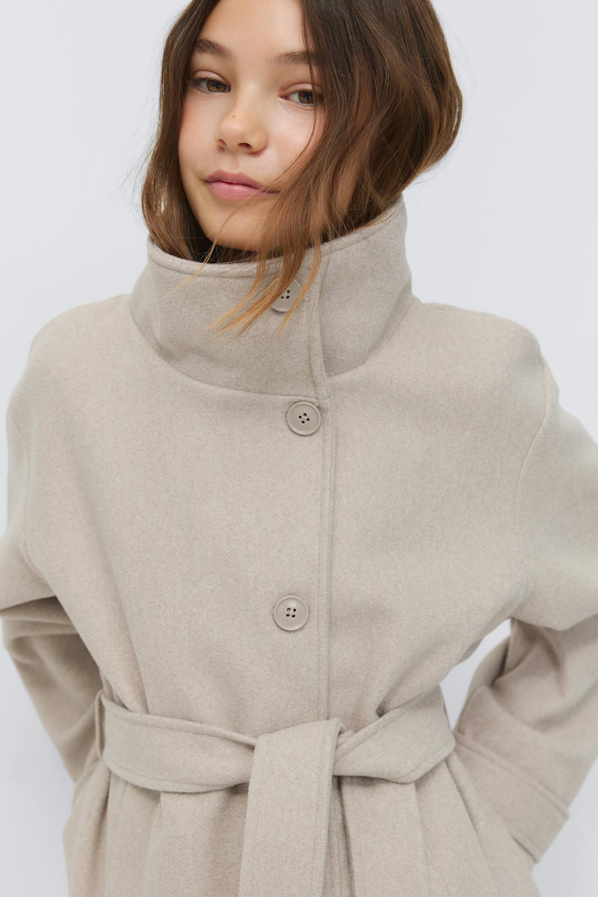 y short felt jacket - Beige