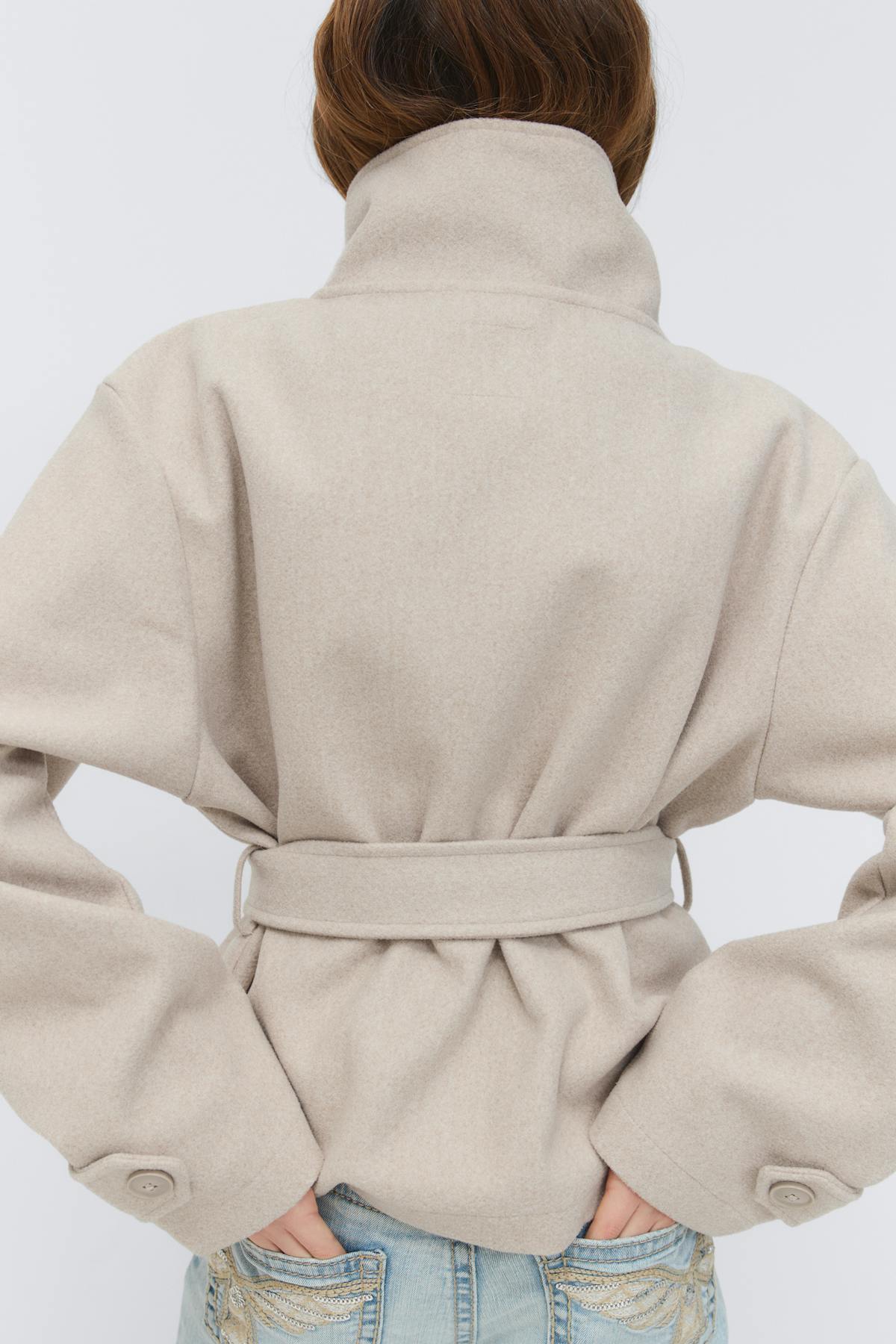 y short felt jacket - Beige