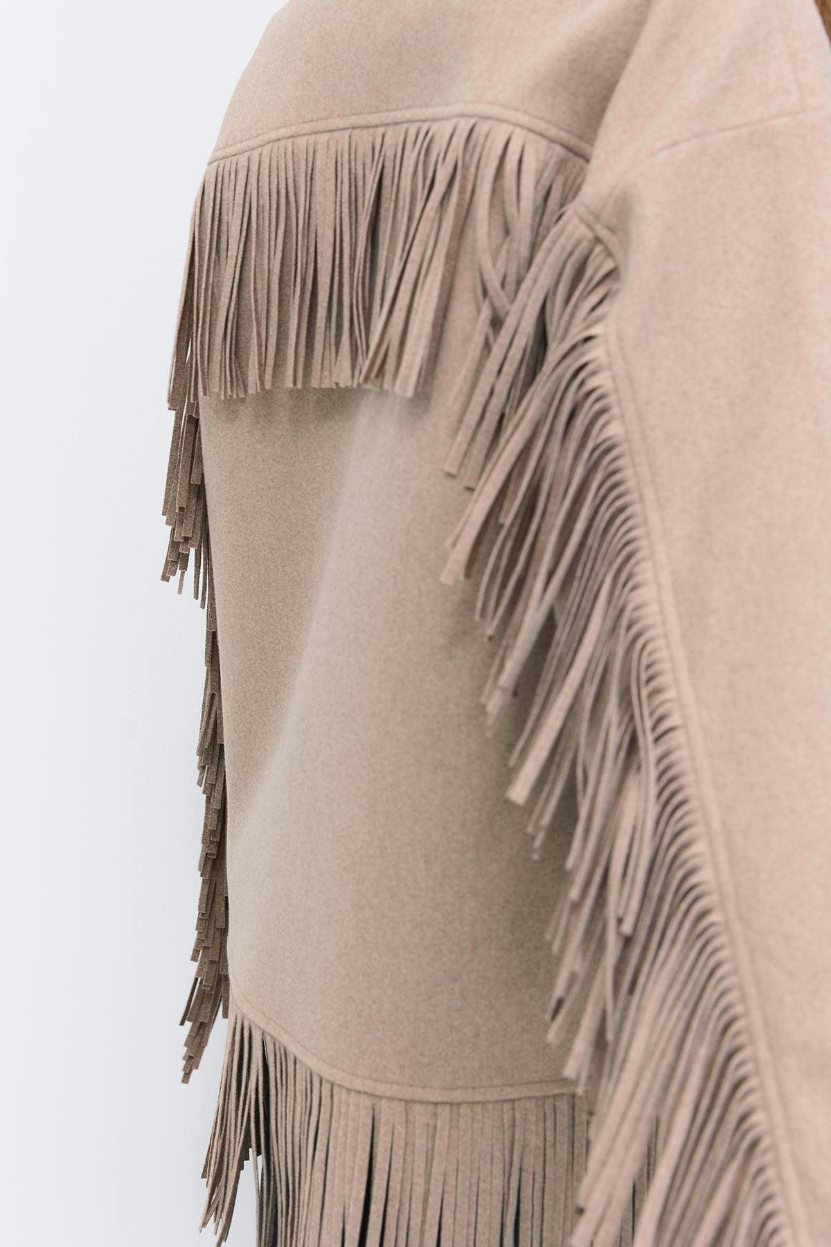Fringe jacket - Beige melange