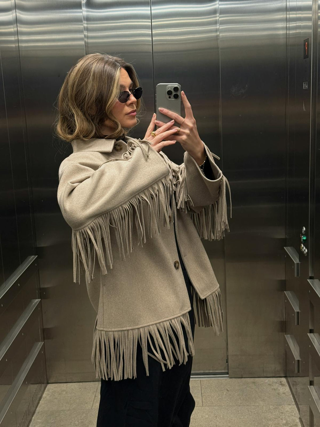 Fringe jacket - Beige melange