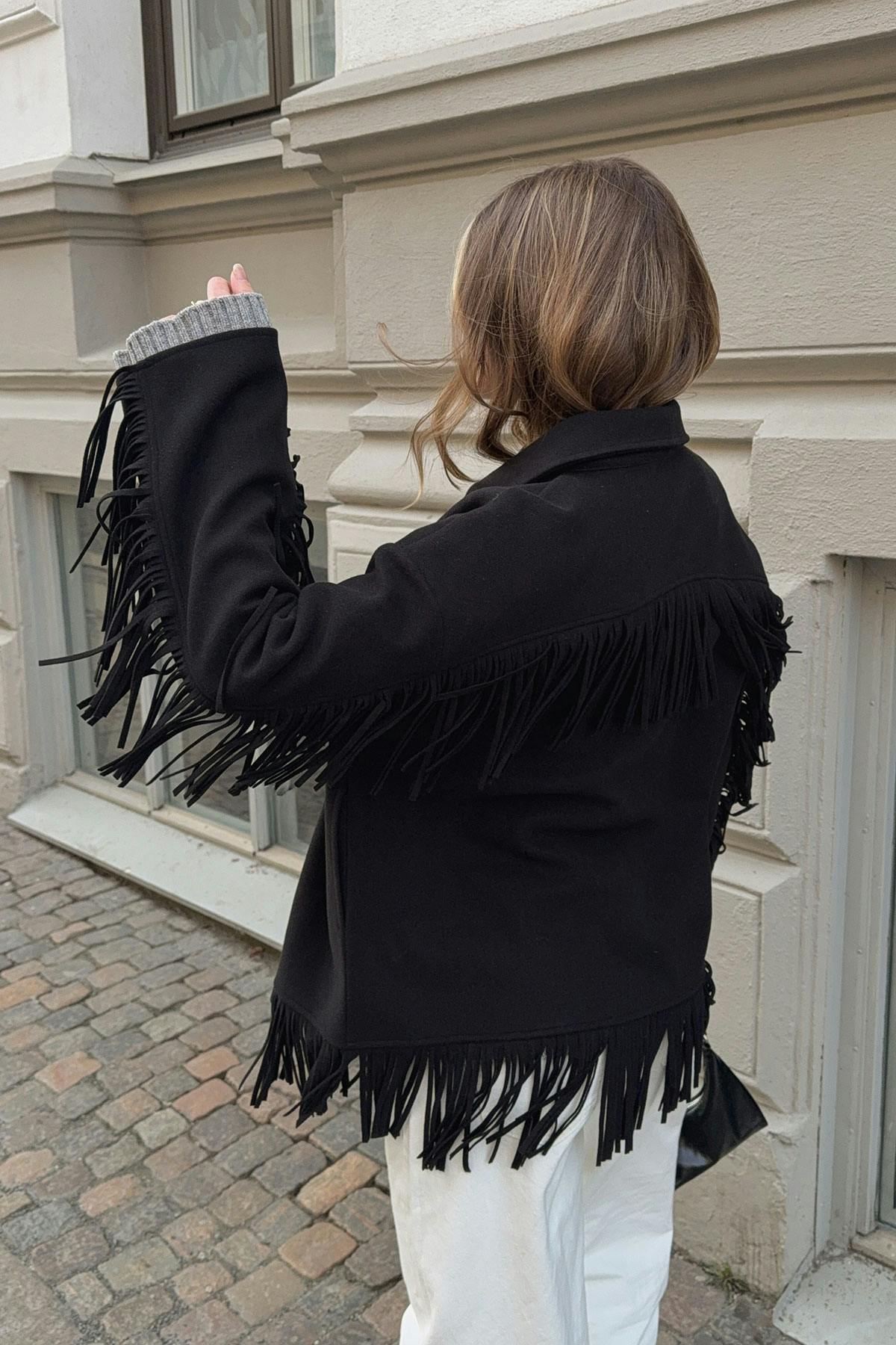 Fringe jacket - Beige melange