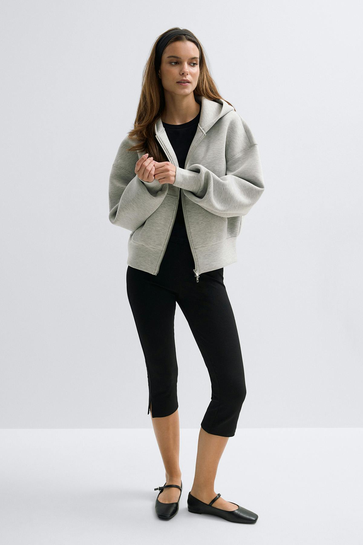 Scuba zip hoodie - Grey melange