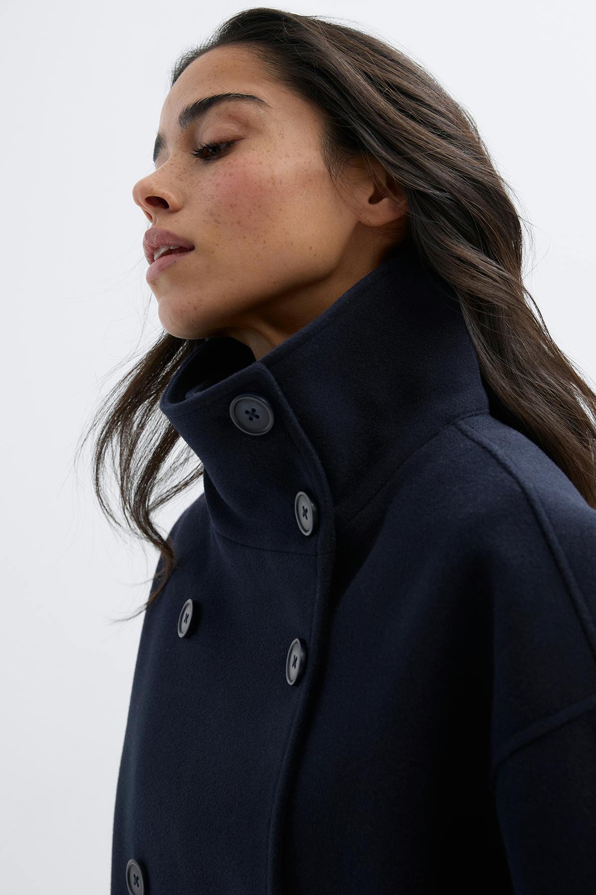 High neck short felt jacket - Sky captain