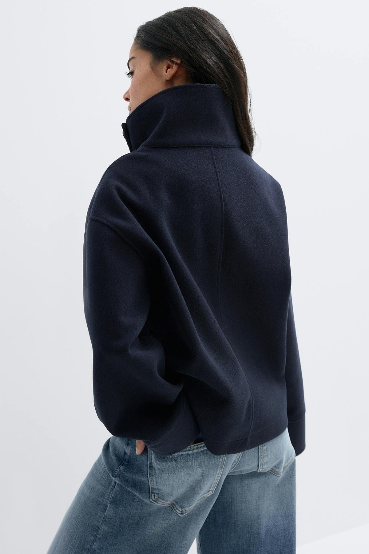 High neck short felt jacket - Sky captain