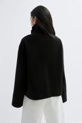 High neck short felt jacket - Noir