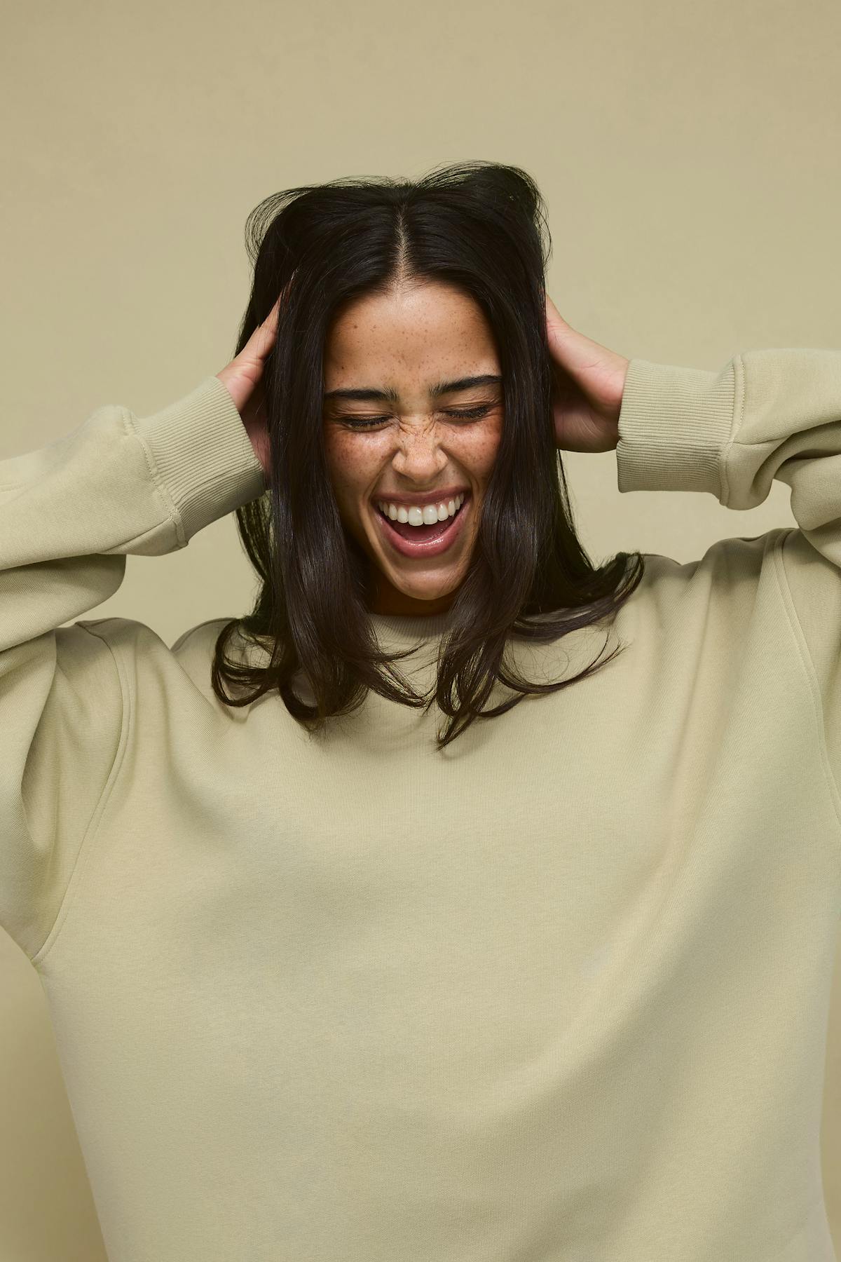Oversized crew neck sweater - Pickle