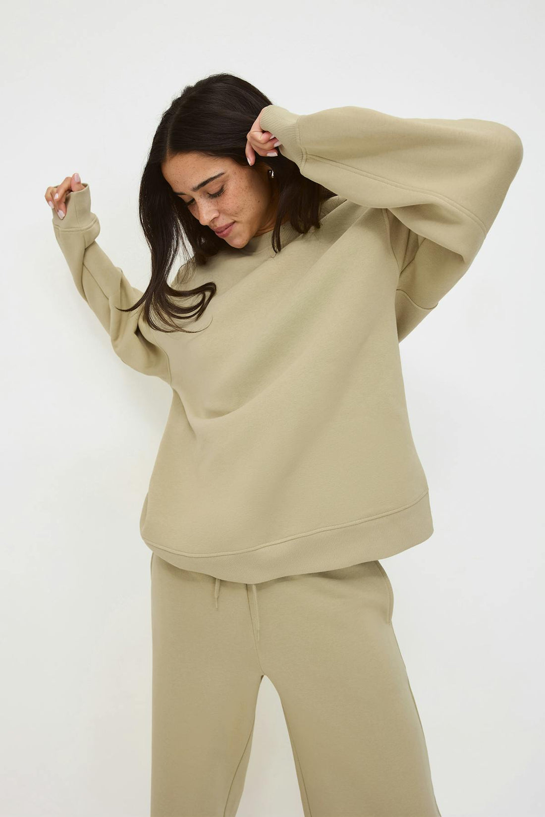 Oversized crew neck sweater - Pickle