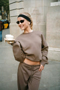 Oversized crew neck sweater - Lt grey melange