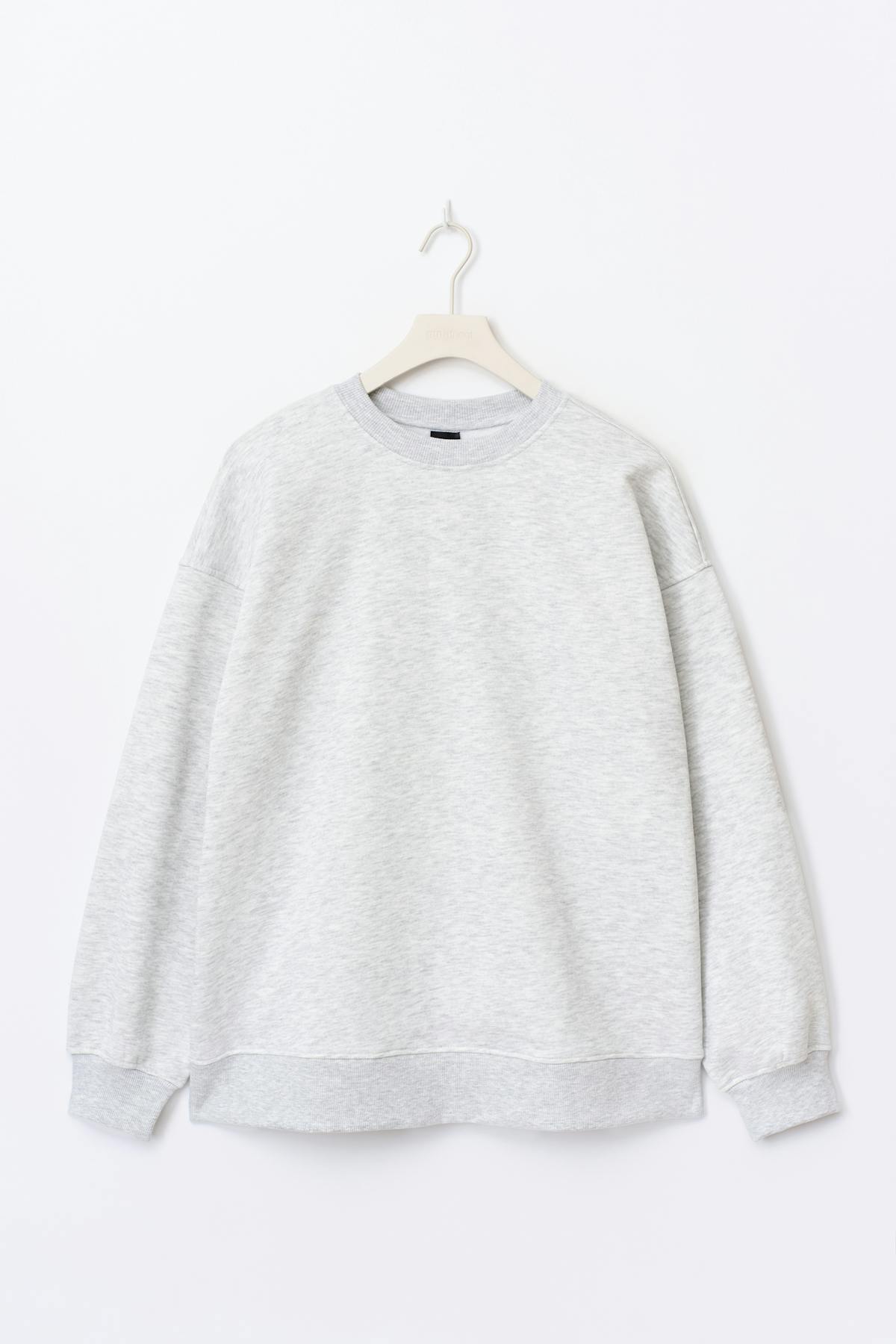 Oversized crew neck sweater - Lt grey melange