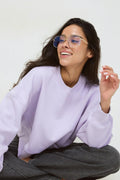 Crop crewneck sweater - Lt grey melange