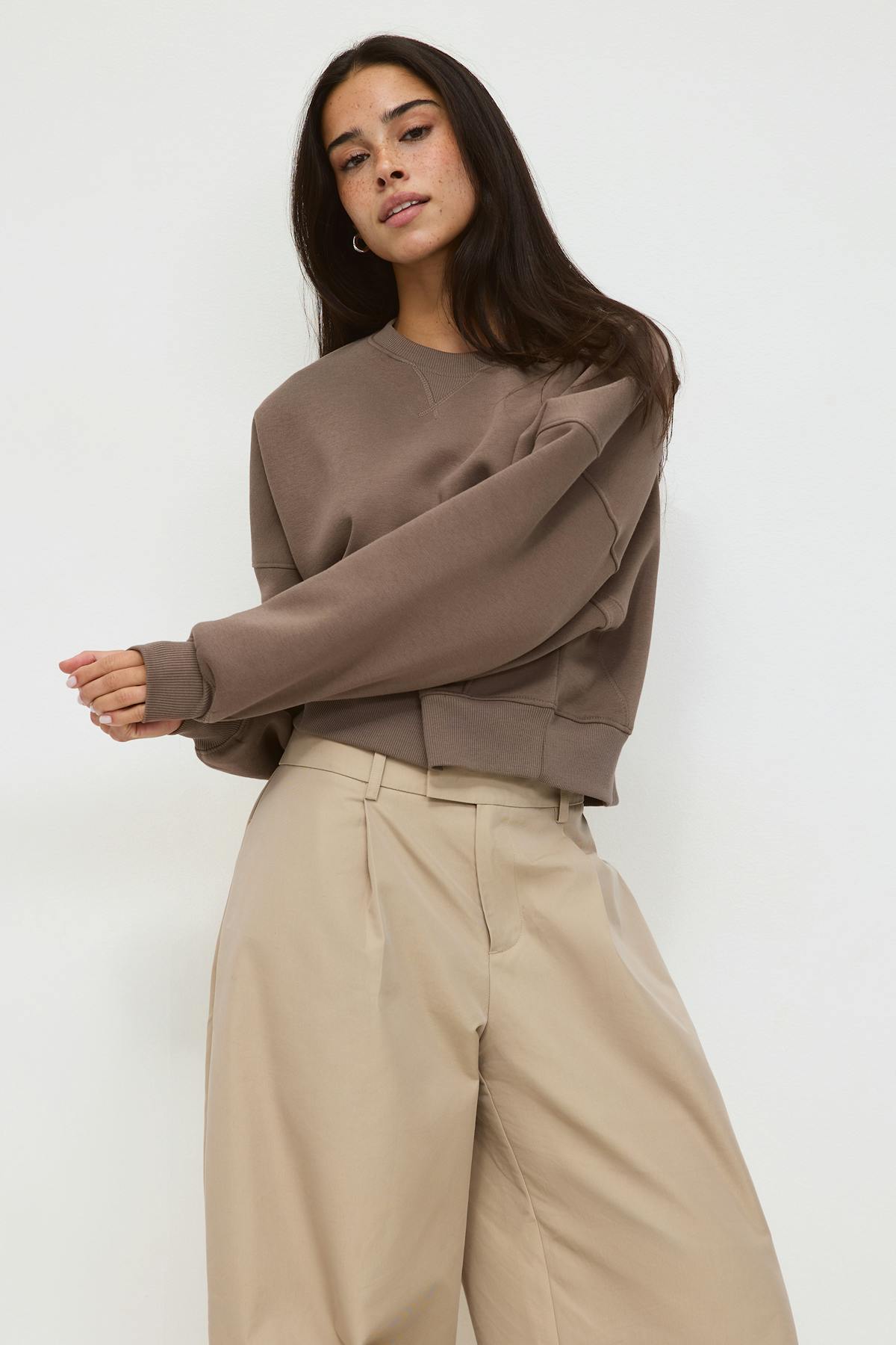 Crop crewneck sweater - Orchid tint