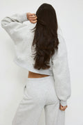 Crop crewneck sweater - Lt grey melange