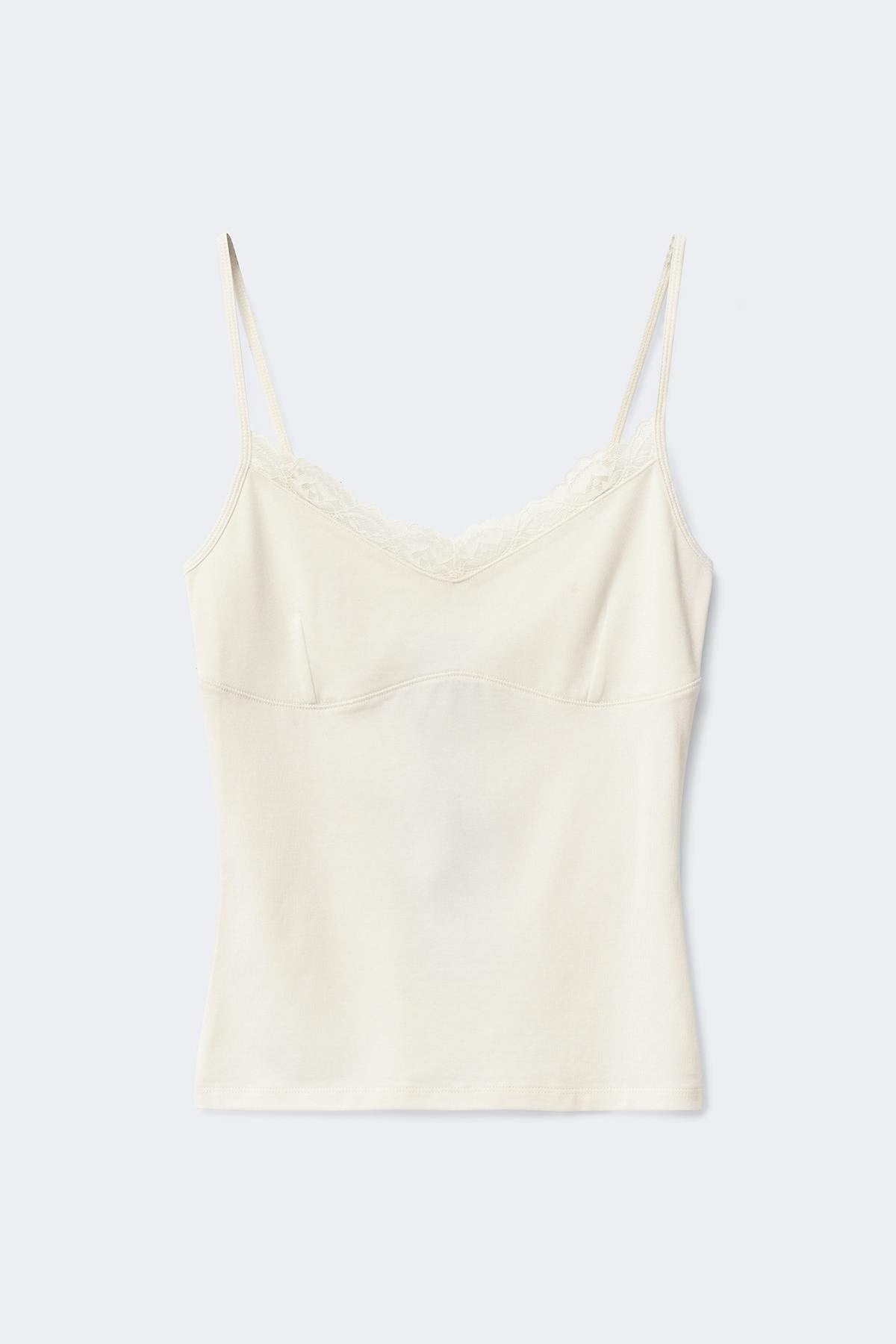 Lace strap singlet - Egret