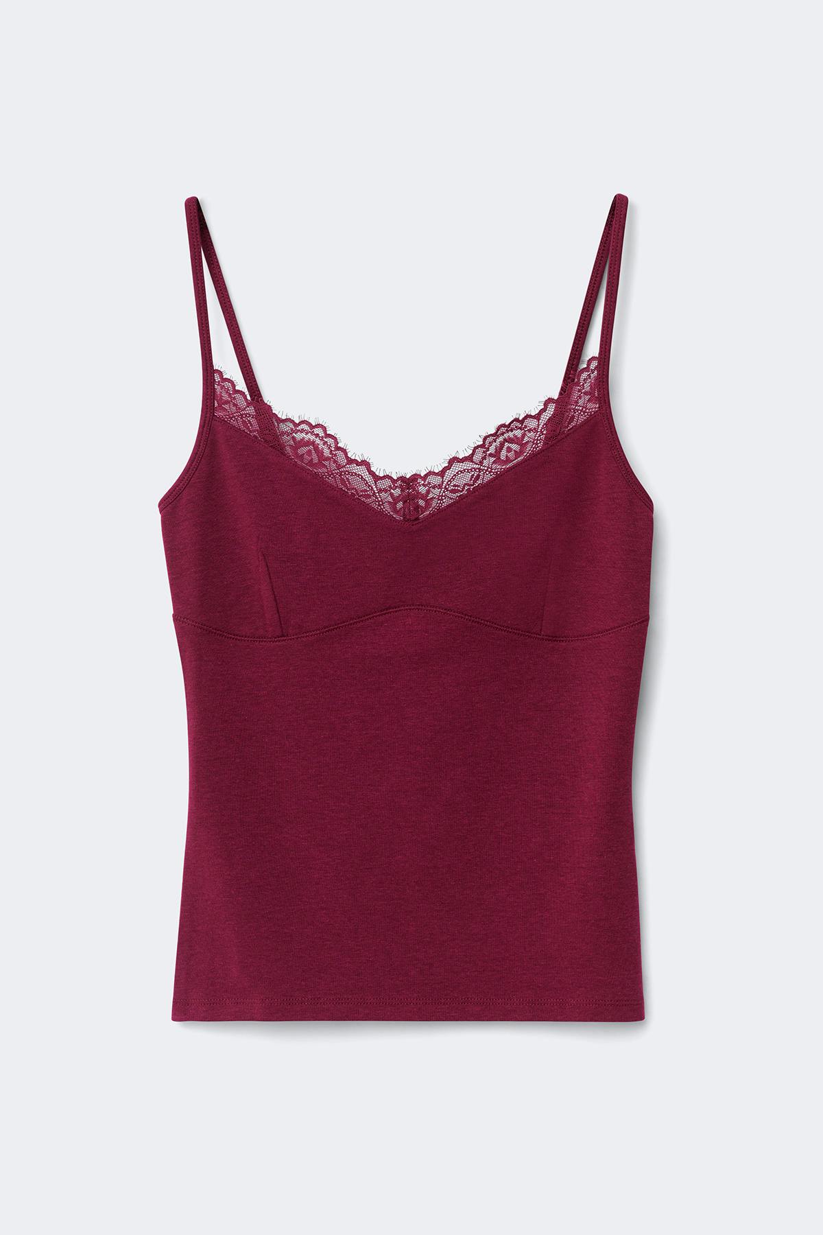 Lace strap singlet - Rhododendron