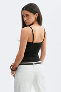 Lace strap singlet - Noir
