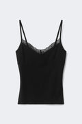 Lace strap singlet - Noir