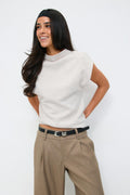 Soft funnel neck top - Beige melange