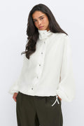 Sheer high neck jacket - Blanc