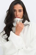 Sheer high neck jacket - Blanc