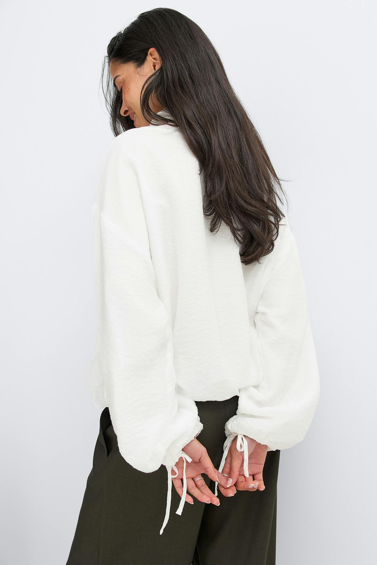 Sheer high neck jacket - Blanc