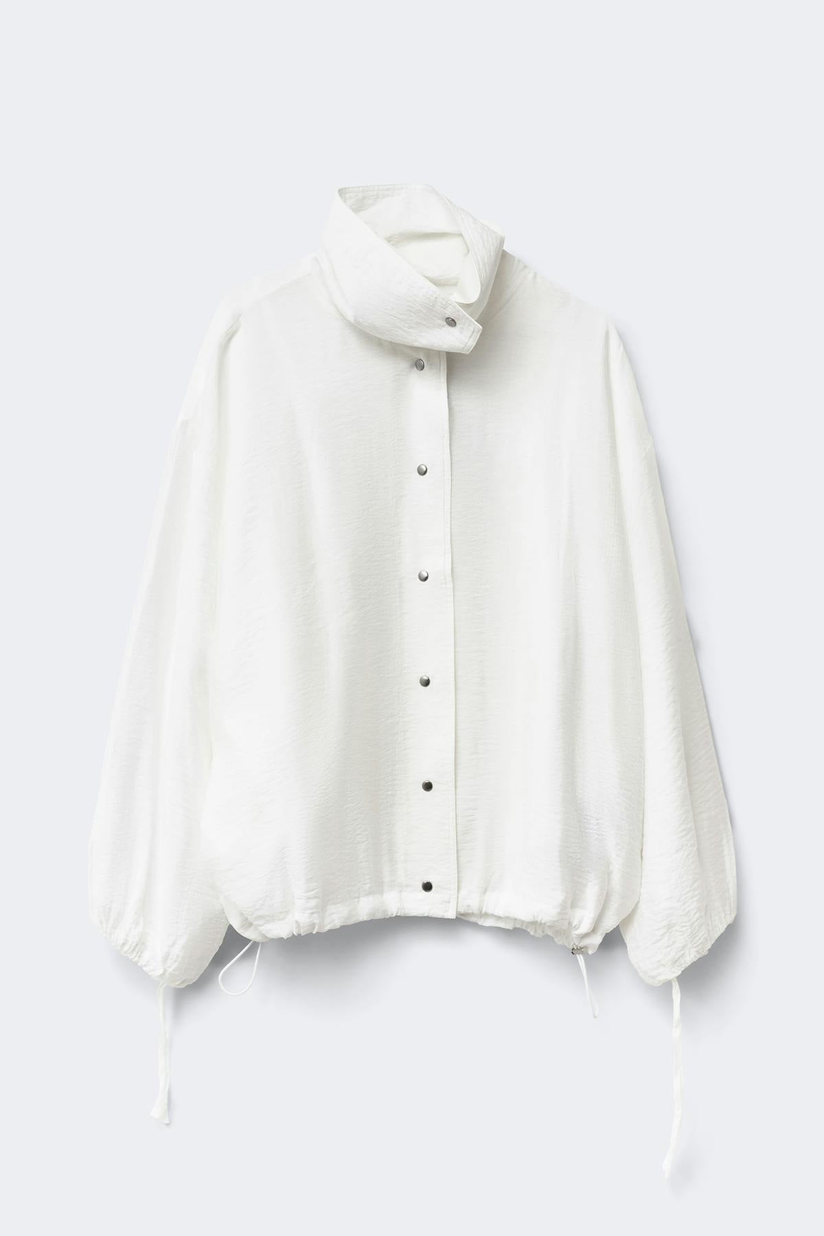Sheer high neck jacket - Blanc