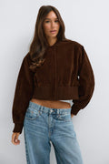 Faux suede short jacket - Khaki green