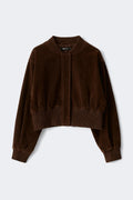 Faux suede short jacket - Khaki green